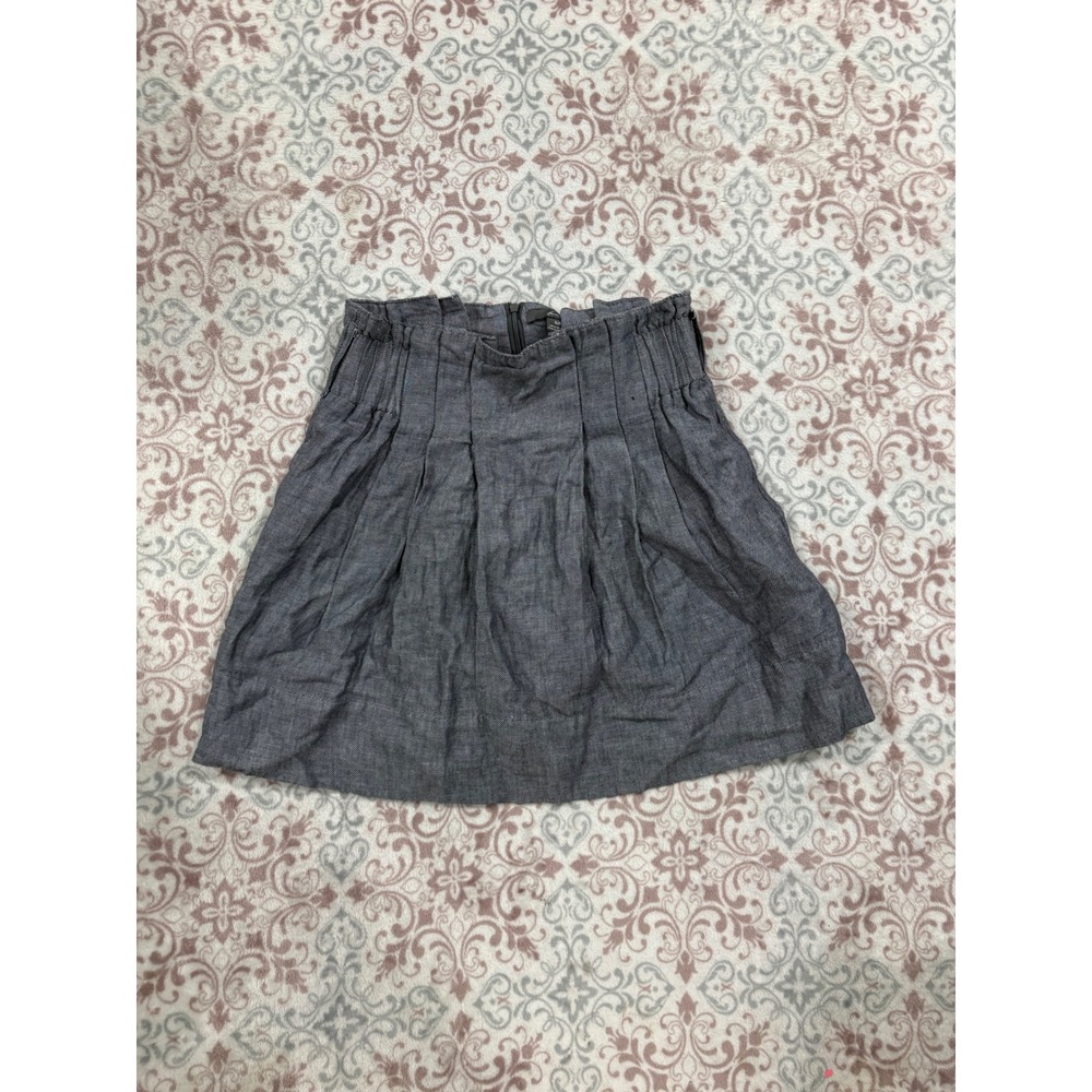 Twenty-One Grey Linen Cotton Pleated Paperbag Mini Skirt Small 8511053